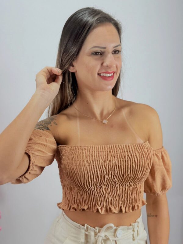 Cropped Ciganinha Bege