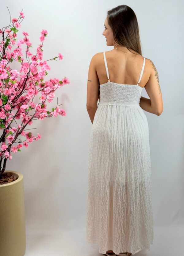 Vestido Longo com Guipir Branco