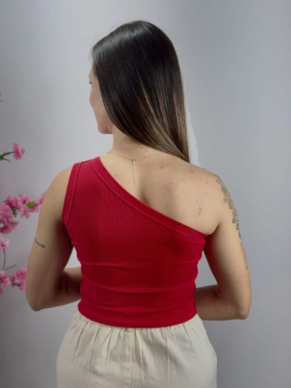 Cropped de Um Ombro Só com Flor - Código 1265-1