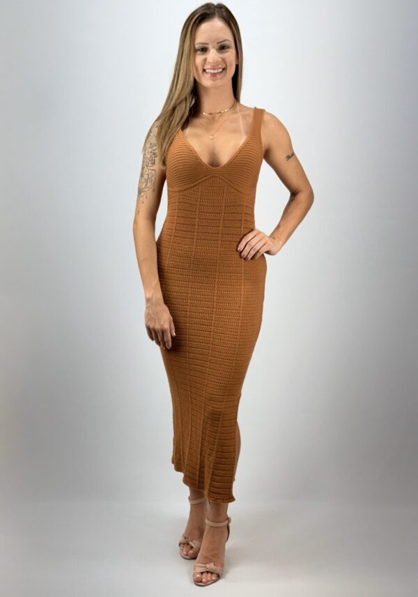 Vestido Midi Modal Marrom