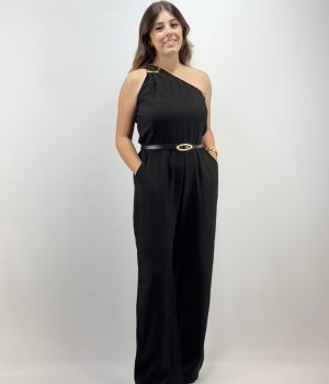 Macacão Elegante Com Detalhe Dourado